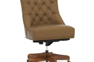 Hayes Tufted Leather Swivel Desk Chair | Brown leather recliner .