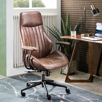 Williston Forge Albaugh Executive Chair Upholstered in Black .