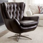Wells Tufted Leather Swivel Armchair | Tufted leather, Leather .