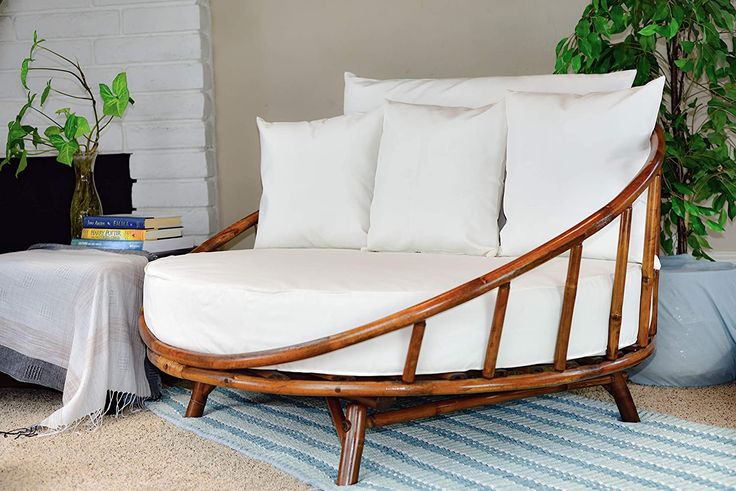 ZEW Bamboo Round Daybed Outdoor Indoor Large Accent Sofa Chair .