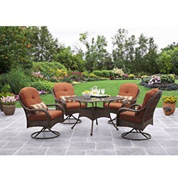 Patio Dining Set 5 Piece Outdoor Furniture Glass Table Seats 4 .