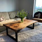 Rustic Wooden Coffee Table Live Edge Black Walnut Table Sofa - Et