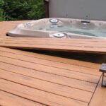 This hot tub deck has an easy access hatch. Got to love TimberTech .