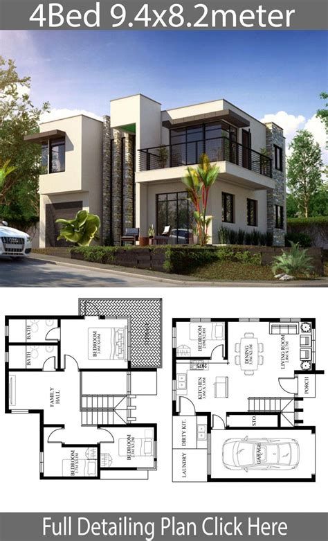 4 Bedroom Home Design Plan 7.5x9m - SamPhoas Plansearch | House .