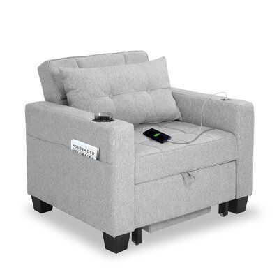 Latitude Run® 41'' Wide Linen Convertible Chair | Chair bed .