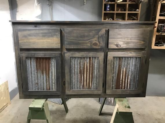 Custom Stained Back Bar / Cabinet - Etsy | Rustic cabinets, Rustic .