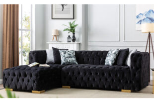 Lyon 104 in. W 2-Piece Soft Touch Velvet Sectional Sofa with .