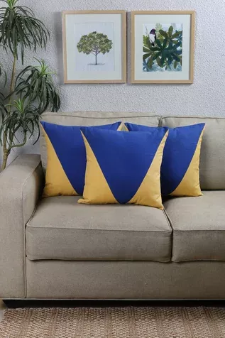 House This The Acute Triangles Cushion Covers - Set Of 3 | Blue .