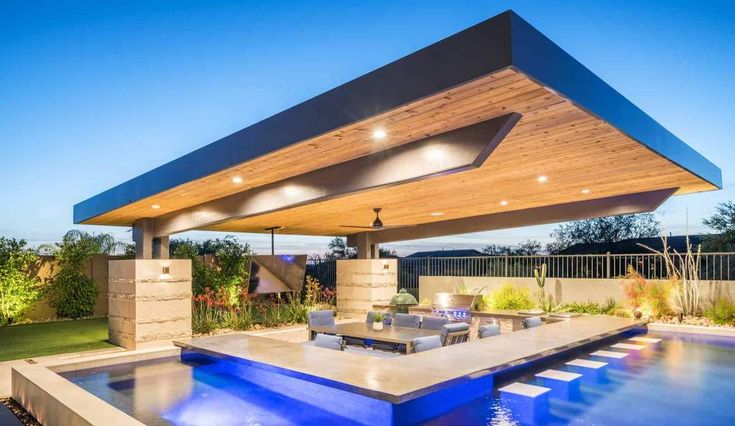 Custom Pool, Bold Architecture, Cantilevered Patio, Living .