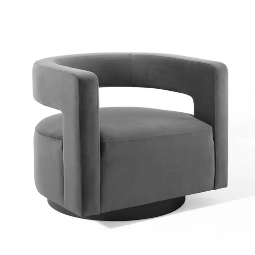 Lauren 78.74Cm Wide Velvet Swivel Barrel Chair | Sess