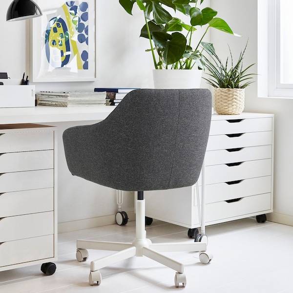 TOSSBERG / MALSKÄR Swivel chair, Gunnared dark gray/white - IK