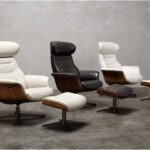 Amala Dark Grey Leather Reclining Swivel Chair With Adjustable .