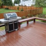 Composite deck with built in bench | Deck bench, Deck, Outdoor de
