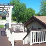 Gray flooring and top railing and white? | Deck paint, Deck colors .