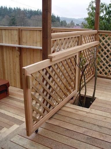 Deck sliding gate … | Deck gate, Backyard, Diy de