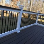Deck railings, Trex deck, composite deck, solar post cap lights .
