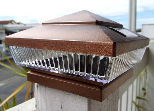 Copper Solar Deck Post Lights 6x6 with 5 LED, Low Profile Set of 2 .