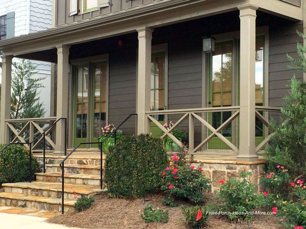 Front Porch Railing Ideas, Materials and More | Porch handrails .
