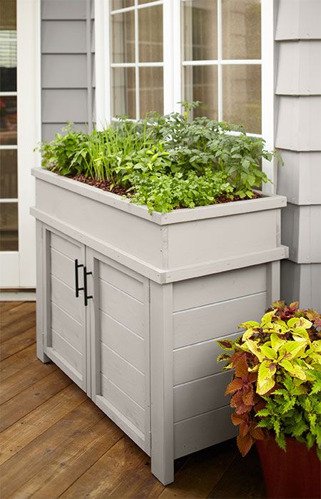 Raised Planter with Storage | Patio garden ideas on a budget .