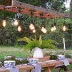 Outdoor Antique Farmhouse Ladder Chandelier with Vintage Edison .