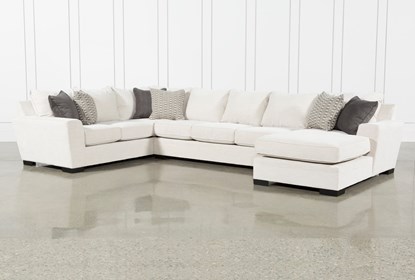 Delano Pearl Chenille 3 Piece 169" Sectional With Right Arm Facing .