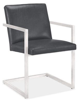 Lira Arm Chair in Lecco Smoke Leather with Stainless Steel .