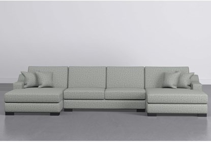 Lodge Mint 3 Piece 182" Sectional With Double Chaise | Living Spac
