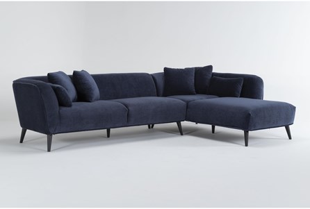 Carla Blue 100" 2 Piece Power Reclining Sectional with Right Arm .