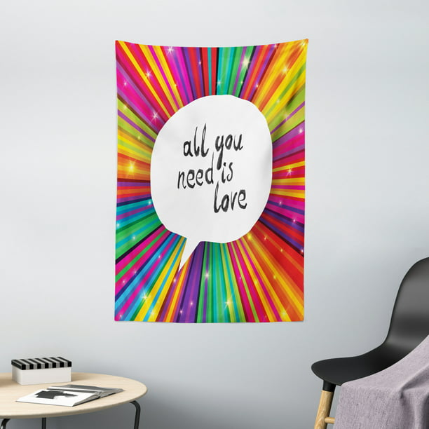 Colorful Tapestry, Vintage All You Need is Love Inspirational .
