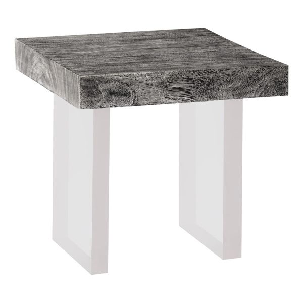 Floating Side Table, Gray Stone, Acrylic Legs by Phillips .