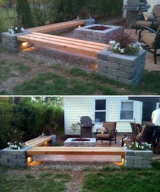 DIY Porch Bench | Outdoor fire pit seating, Patio makeover .