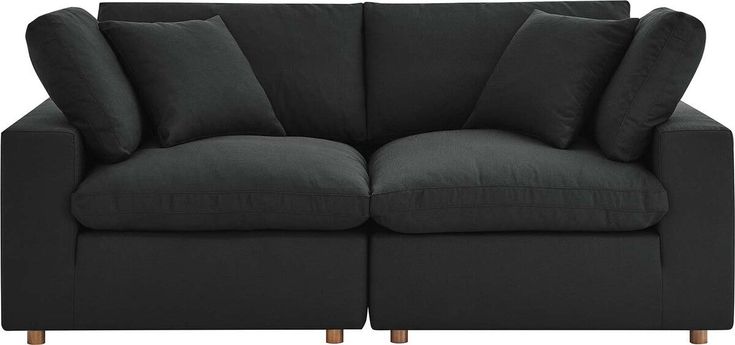 Commix Down Filled Overstuffed 2 Piece Sectional Sofa Set Black in .