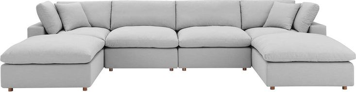 158" Commix Down Filled Overstuffed 6-Piece Sectional Sofa Light .