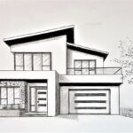 How to draw a house in one point perspective | Dream house drawing .