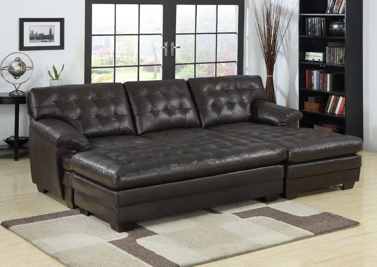 Homelegance Channel-Tufted 2-Piece Sectional Sofa Set, Dark Brown .