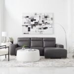 Elba Dark Gray Leather Small Dual Power Right Chaise Sectional .
