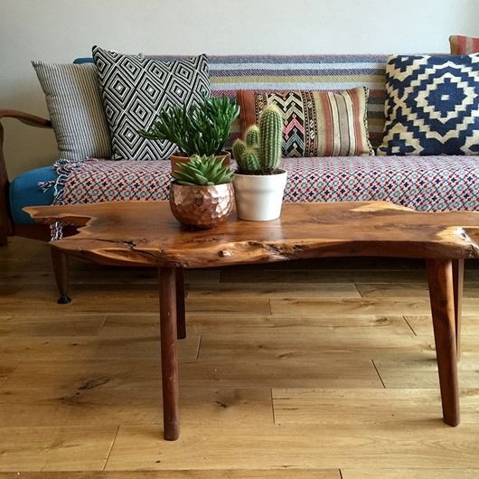 DIY Live Edge coffee table and unique Live Edge elements in home .