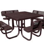 4' Square Picnic Table with Backrests | Heavy-Duty | Seats 8 Adul