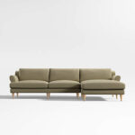 Timson Green Velvet 2-Piece Roll Arm Right Arm Chaise Sectional .
