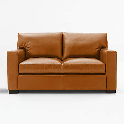 Axis Brown Leather Loveseat + Reviews | Crate & Barr