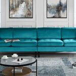 Mid Century Modern Extra Large Velvet Sofa, Living Room Couch .