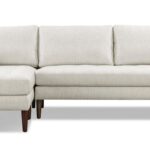 Bright Ash Napa Fabric Walnut Finish Left-Facing Sectional Sofa .
