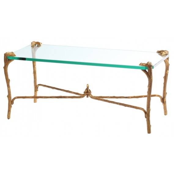 Gold Plated Faux Bois Coffee Table by PE Guerin Item#: 19434 .