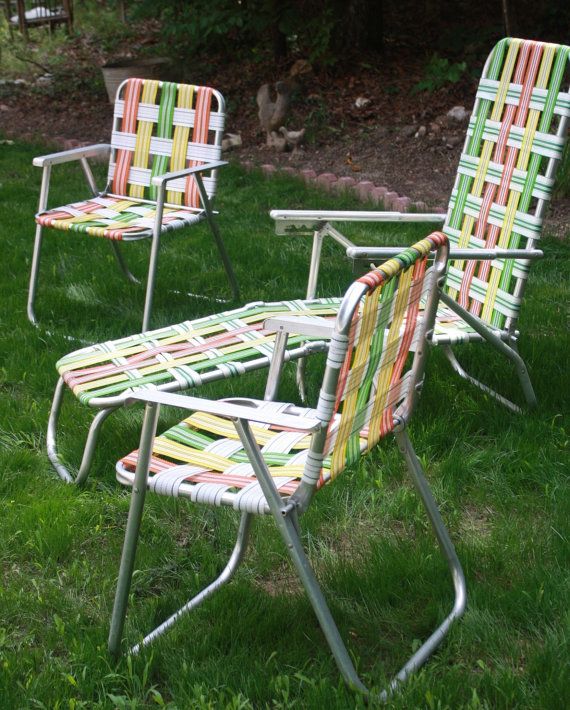 Retro Aluminum Woven Folding Patio Outdoor Furniture Bright Colors .