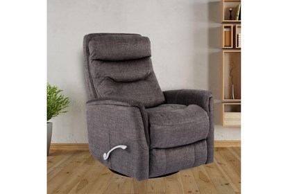 Gannon Faux Leather Charcoal Swivel Glider Rocker Recliner with .