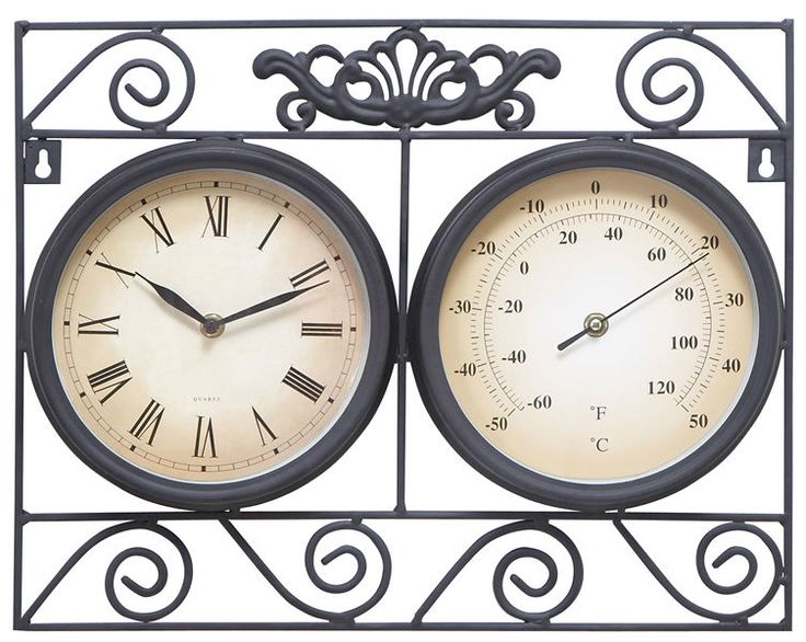 Deco 79 35417 Metal Outdoor Clock Thermometer 17 by 14-Inch for .