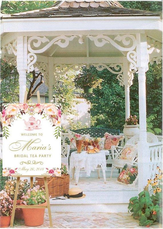 EDITABLE Tea Party Welcome Sign Blush Pink Flowers Bridal - Etsy .