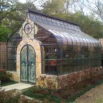 steampunktendencies: “ Greenhouse with stained glass doors .