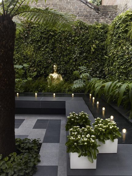 Contemporarygardenlight | Fotos de jardim, Jardim minimalista .