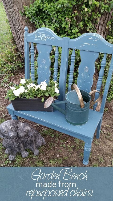 Garden Bench made from Repurposed Chairs (My Repurposed Life .